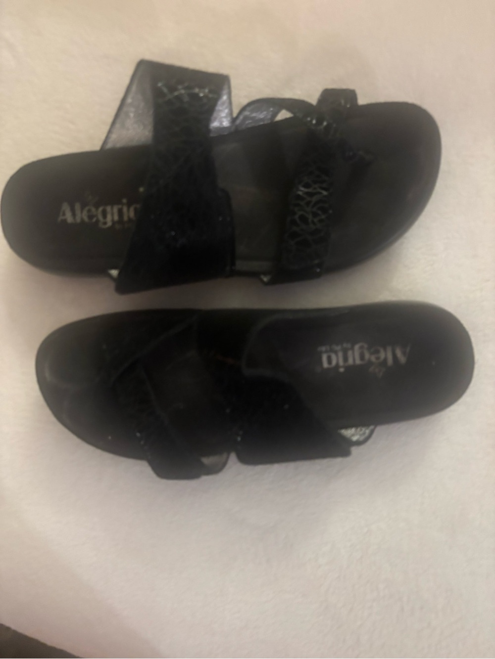 Alegria Black Double-Strap Slide Sandals